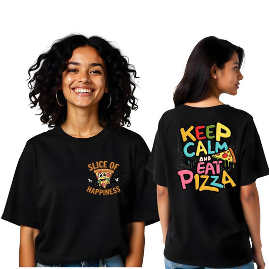 Keep Calm & Eat Pizza - Deliciously Cool Oversized Women Tshirt