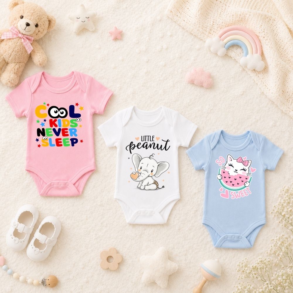 Cute Animal & Fun Quote Baby Rompers | Premium Cotton Onesies for Newborns, Infants & Toddlers