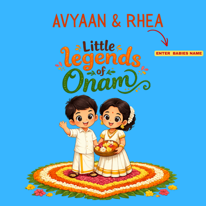 Onam Family Sibling T-Shirt & Baby Romper Combo | Premium Cotton Outfit
