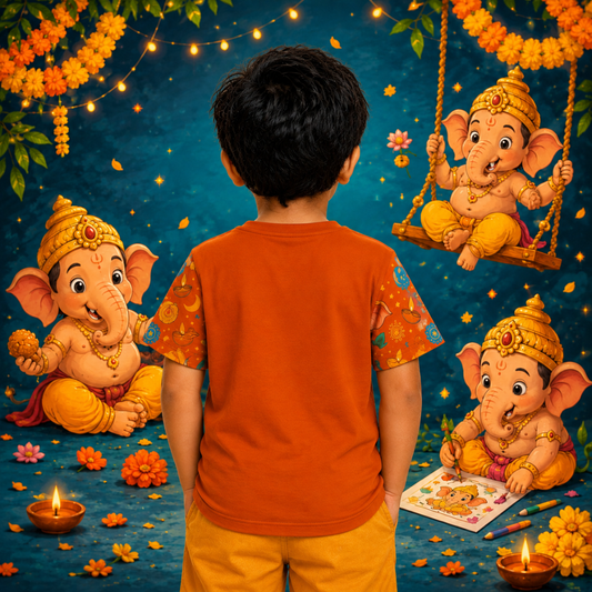 Vinayagar Chathurthi Cute Lord Ganapathi Printed Jersey