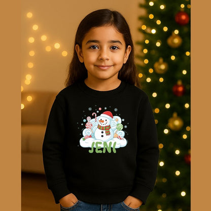 Personalized Kids Snowman Sweatshirt | Custom Name Winter Christmas Outfit