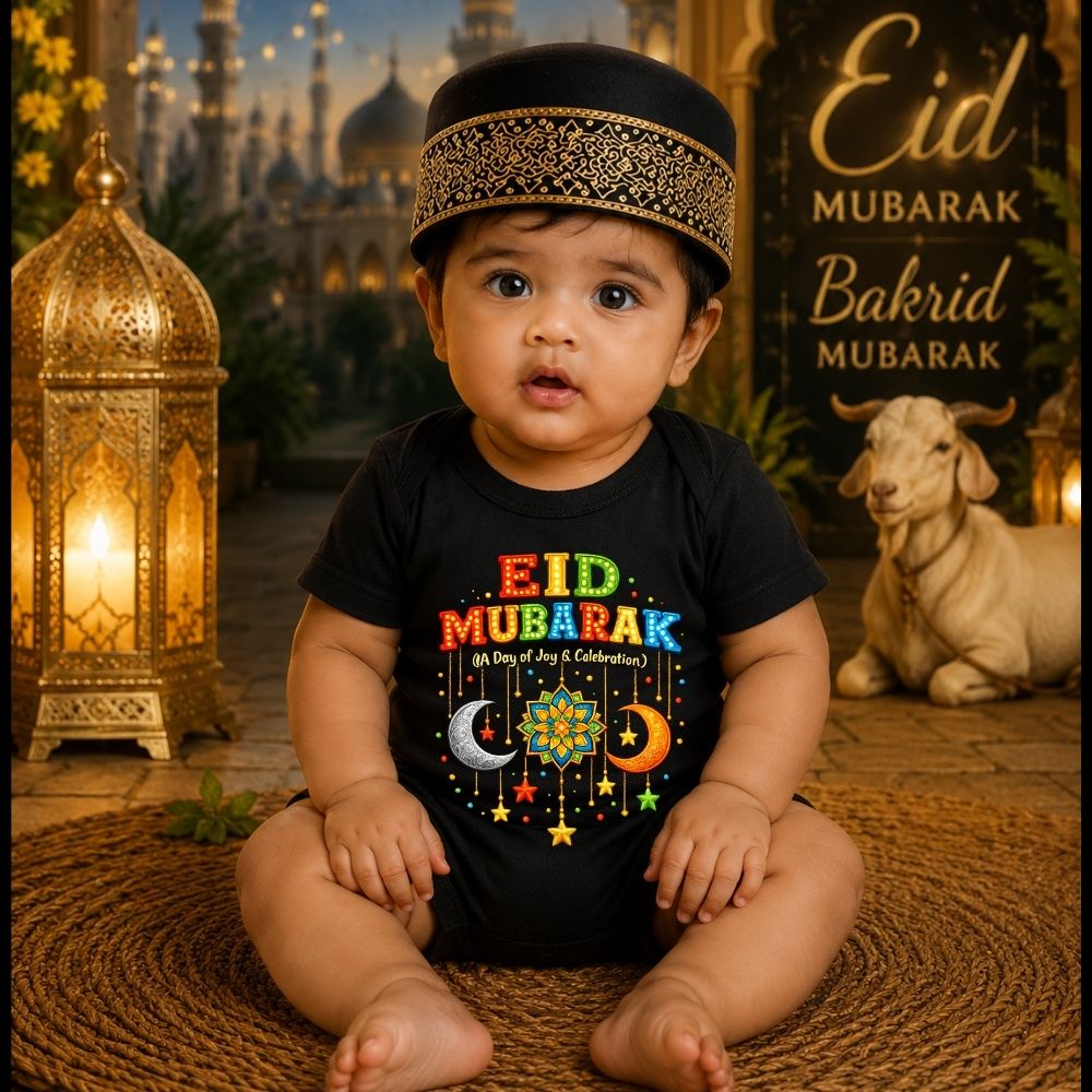 Custom Eid Baby Romper with Name | Bakrid Celebration Outfit