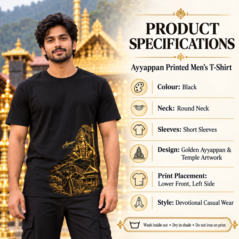 Sabarimala Season Black T-Shirt | Lord Ayyappa Devotional Wear