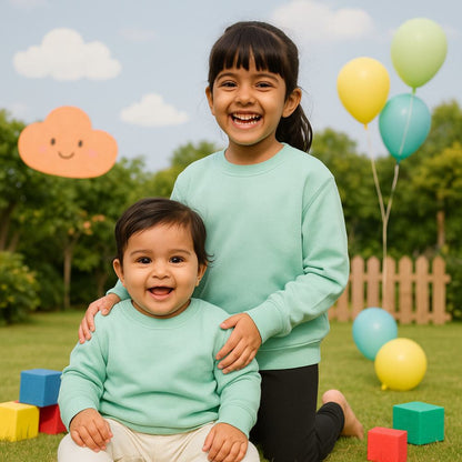 Sibling Matching Clothes Mintgreen Sweatshirts