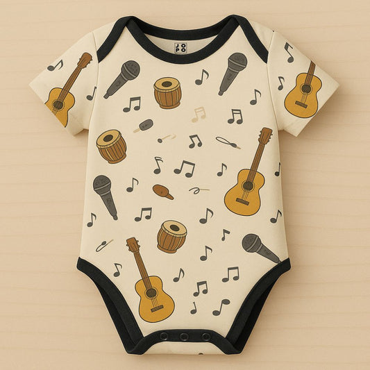 Adorable Music Lover Baby Romper Jersey with Guitar & Mic Design