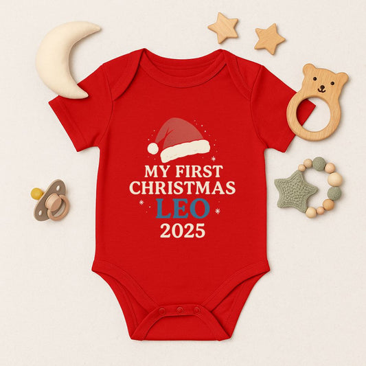 Personalized My First Christmas 2025 Romper with Santa Hat