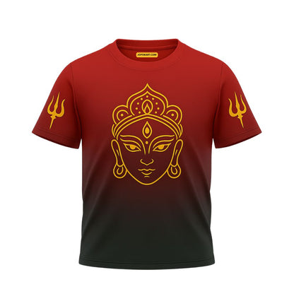 Sacred Style Ombre Jersey – Red to Black with Golden Goddess Art