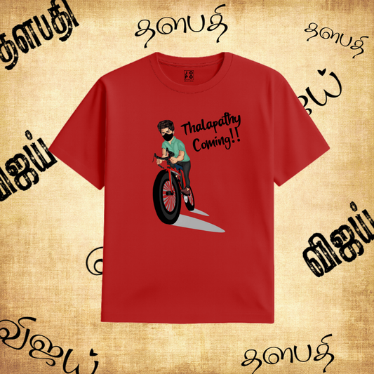 Thalapathy Coming T-Shirt – Vijay Inspired Cycle Ride Design