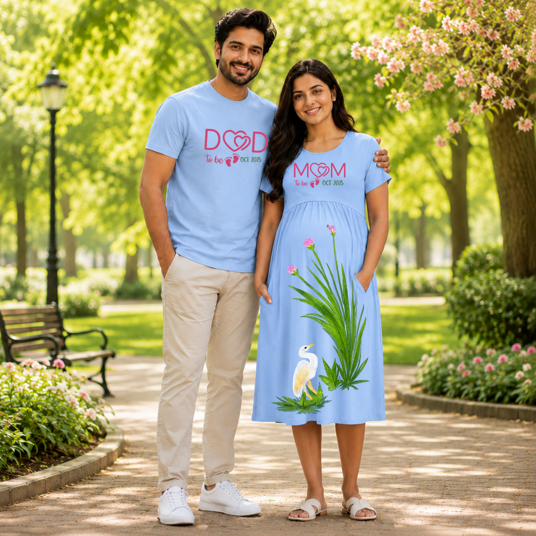 Mom & Dad to Be Matching Feeding Dress & T-Shirt Set