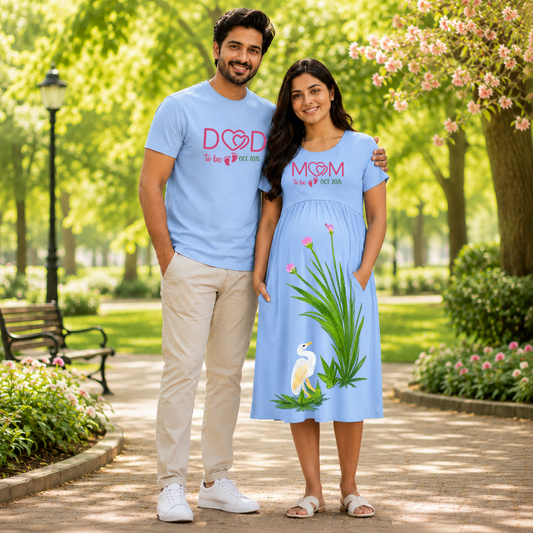 Mom & Dad to Be Matching Feeding Dress & T-Shirt Set
