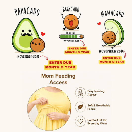 Matching Avocado Pregnancy Couple Outfit | Feeding Dress & Dad T-Shirt Set