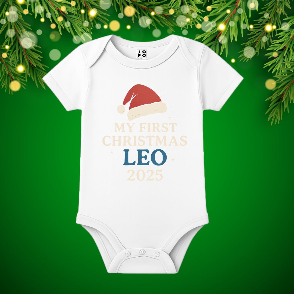 Personalized My First Christmas 2025 Romper with Santa Hat