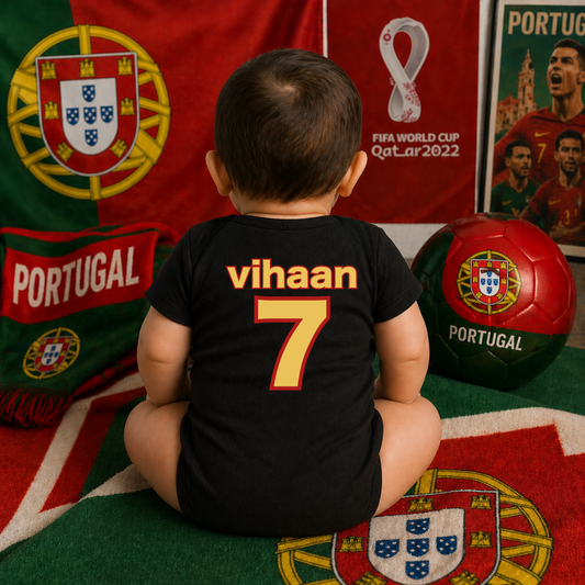 Portugal Soccer Fan Baby Onesie – Customized Infant Football Bodysuit for Boys & Girls