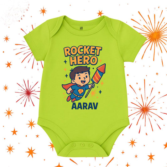 Customizable Superhero Baby Onesie with Name | First Diwali Outfit