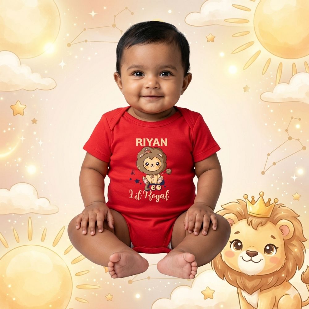 Little Leo King Custom Name Baby Romper