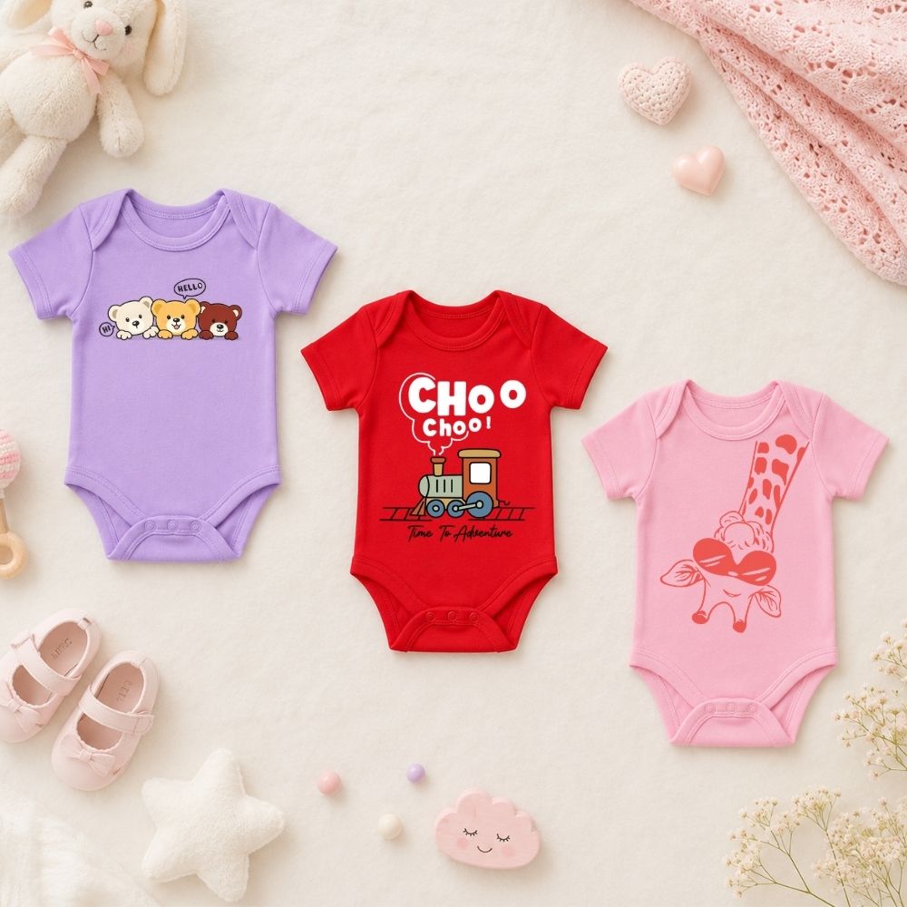 Cute Cartoon & Vehicle Baby Rompers | Premium Cotton Onesies for Newborns, Infants & Toddlers