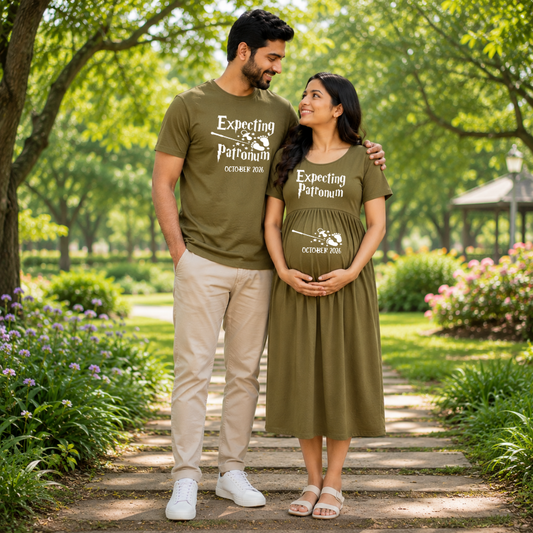 Expecting Patronum Feeding & Nursing Dress with Matching Dad T-Shirt