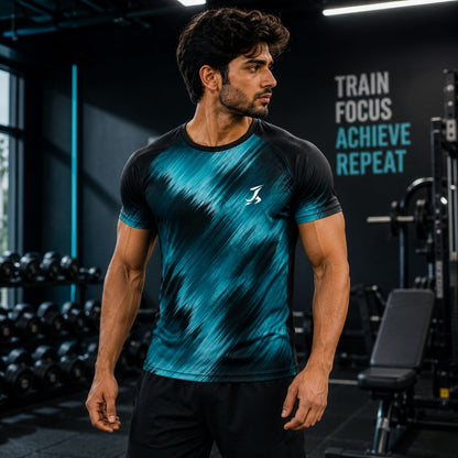 Teal Performance Gym T-Shirt for Men | Premium Sports Active Wear
