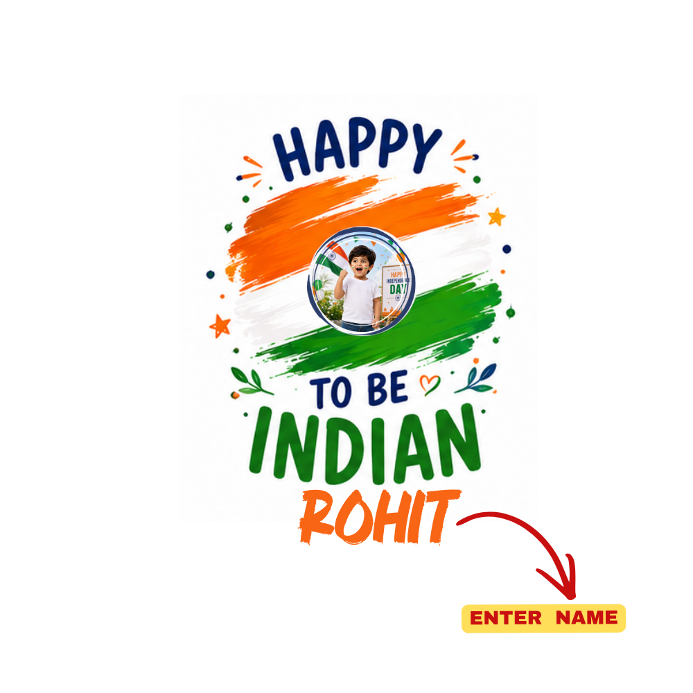 Custom Name Independence Day Kids T-Shirt | Indian Flag Design