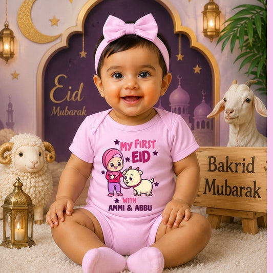 Custom Name Bakrid Romper for Babies | My First Eid Outfit