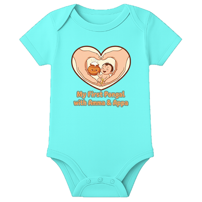 First Pongal Onesies - personalised - AQUA BLUE - 0 - 3 Months (Chest 18")