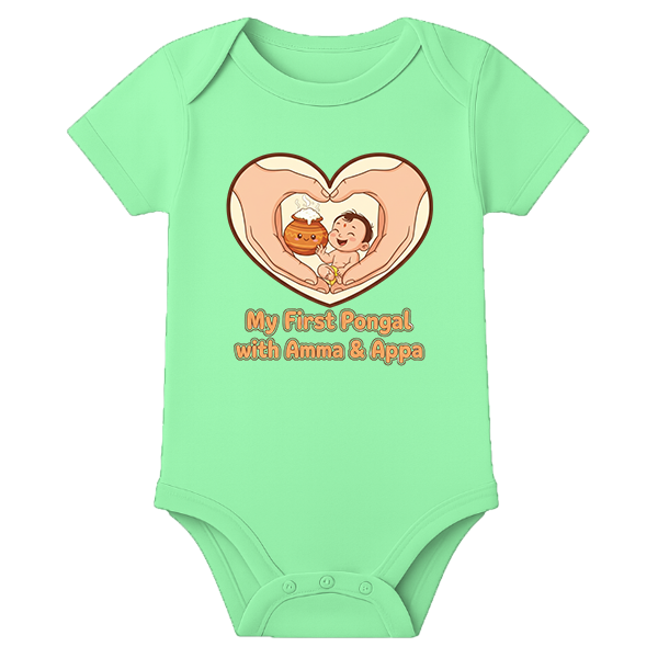 First Pongal Onesies - personalised - MINT GREEN - 0 - 3 Months (Chest 18")