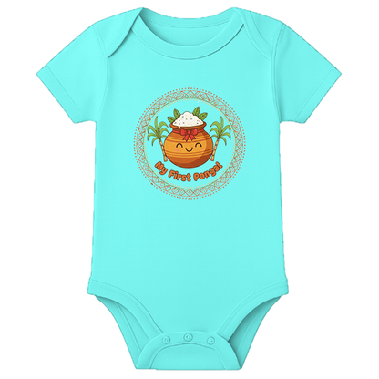 Baby Onesies 1st Pongal Dress - personalised - AQUA BLUE - 0 - 3 Months (Chest 18")