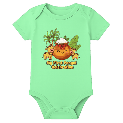Festive Pongal Celebration 1st Time - customised - MINT GREEN - 0 - 3 Months (Chest 18")