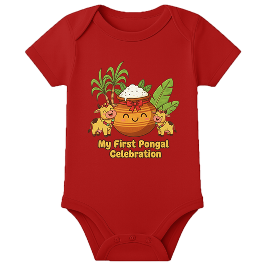 Festive Pongal Celebration 1st Time - customised - RED - 0 - 3 Months (Chest 18")