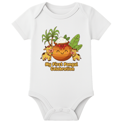 Festive Pongal Celebration 1st Time - customised - WHITE - 0 - 3 Months (Chest 18")