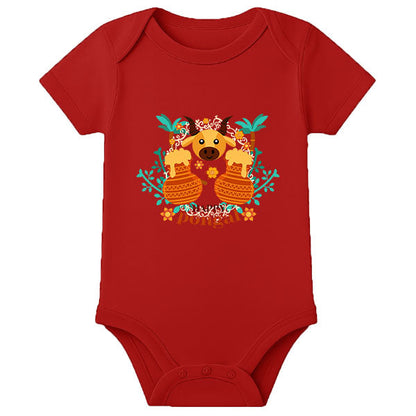 Personalized Pongal Baby Romper with Name – Traditional Thai Pongal Outfit for Newborns - RED - 0 - 3 Months (Chest 18")