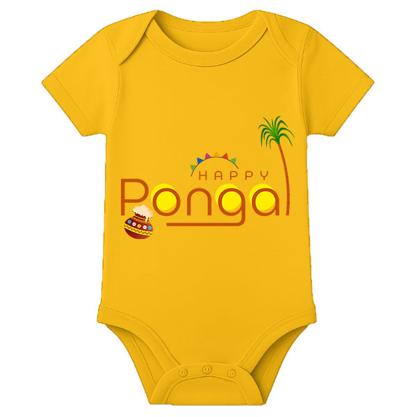 Personalized Thai Pongal Baby Onesie – Custom Name Romper for First Pongal Celebration - MUSTARD - 0 - 3 Months (Chest 18")