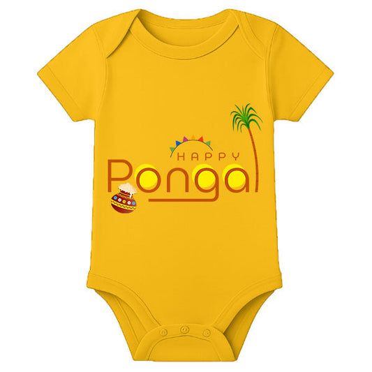 Personalized Thai Pongal Baby Onesie – Custom Name Romper for First Pongal Celebration - MUSTARD - 0 - 3 Months (Chest 18")