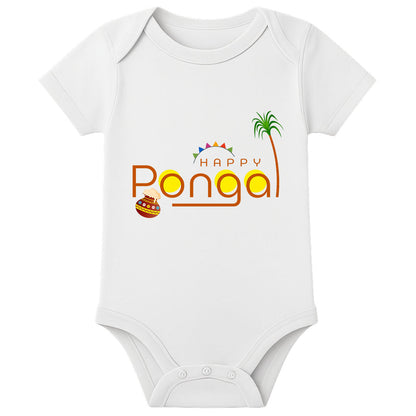 Personalized Thai Pongal Baby Onesie – Custom Name Romper for First Pongal Celebration - WHITE - 0 - 3 Months (Chest 18")