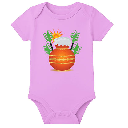 Personalized Baby Onesie for Pongal – Custom Name Thai Pongal Romper - LIGHT PINK - 0 - 3 Months (Chest 18")