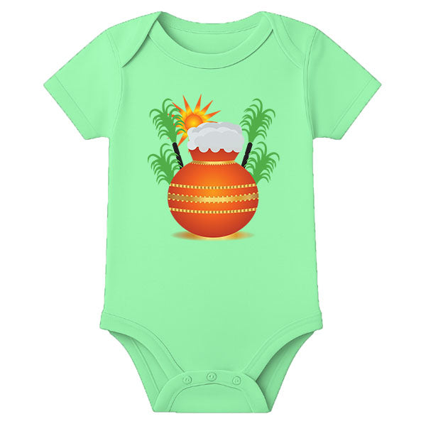 Personalized Baby Onesie for Pongal – Custom Name Thai Pongal Romper - MINT GREEN - 0 - 3 Months (Chest 18")