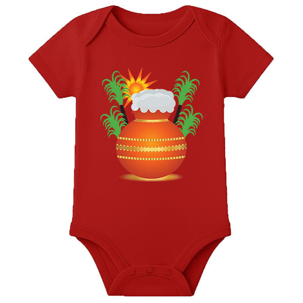 Personalized Baby Onesie for Pongal – Custom Name Thai Pongal Romper - RED - 0 - 3 Months (Chest 18")