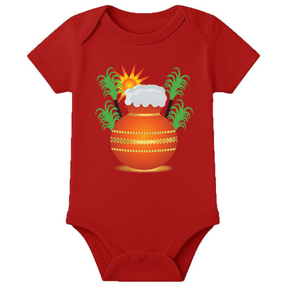 Personalized Baby Onesie for Pongal – Custom Name Thai Pongal Romper - RED - 0 - 3 Months (Chest 18")