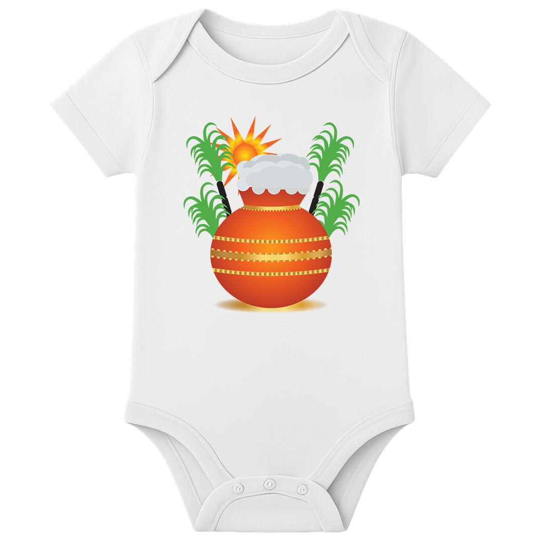 Personalized Baby Onesie for Pongal – Custom Name Thai Pongal Romper - WHITE - 0 - 3 Months (Chest 18")