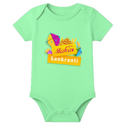 My First Thai Pongal Baby Romper – Personalized Name Festival Onesie - MINT GREEN - 0 - 3 Months (Chest 18")