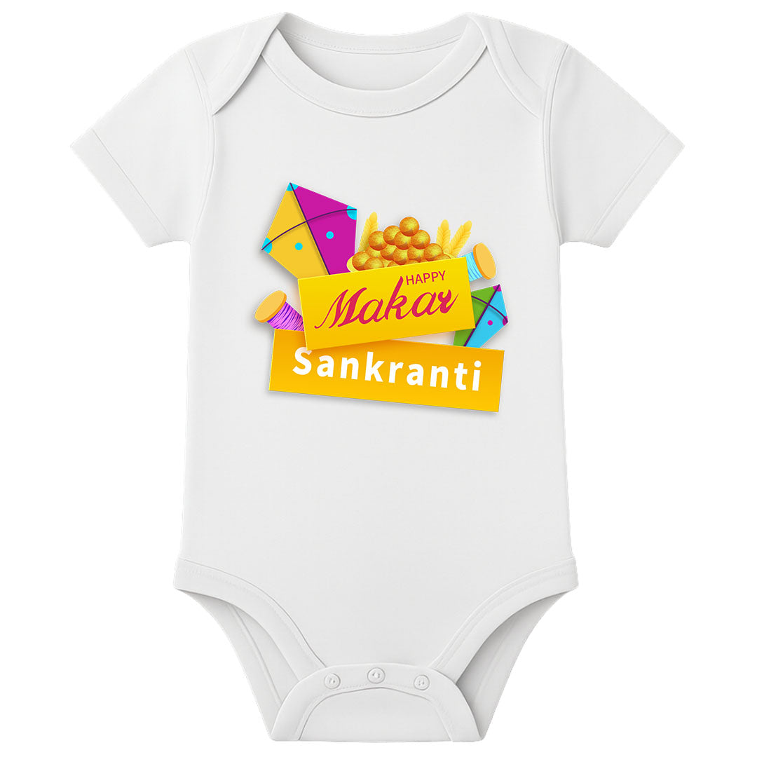 My First Thai Pongal Baby Romper – Personalized Name Festival Onesie - WHITE - 0 - 3 Months (Chest 18")