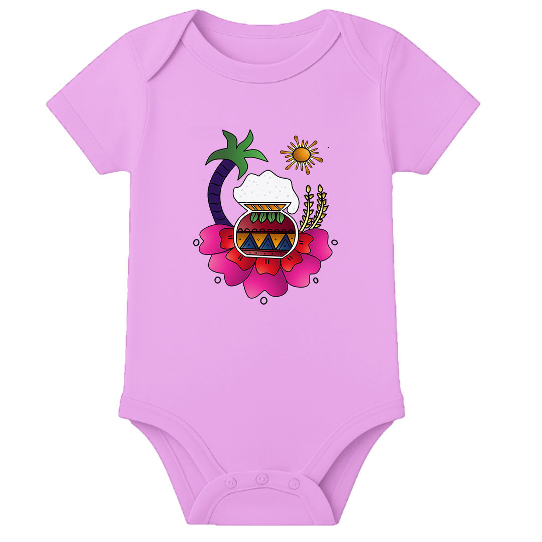 Personalized Pongal Baby Onesie – First Pongal Celebration Romper for Infants - LIGHT PINK - 0 - 3 Months (Chest 18")