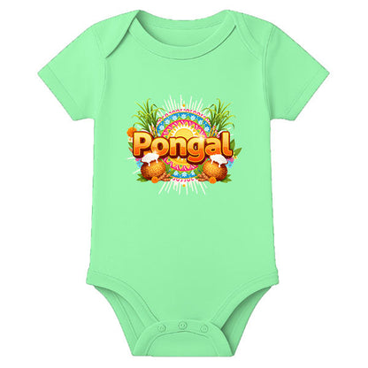 First Pongal Baby Onesie with Name – Personalized Newborn Romper for Pongal Festival - MINT GREEN - 0 - 3 Months (Chest 18")