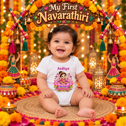 Personalized My First Navratri Baby Girl Romper | Custom Name Festive Onesie