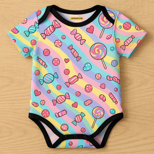 Personalized Baby Romper Jersey Candy Theme Bodysuit for Newborns