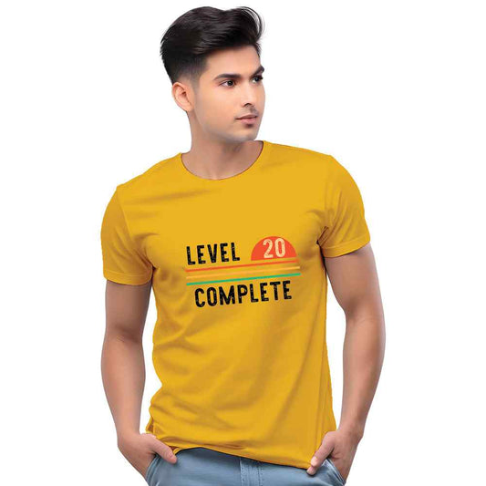   Level Completed Customised Men T-Shirt Yellow
