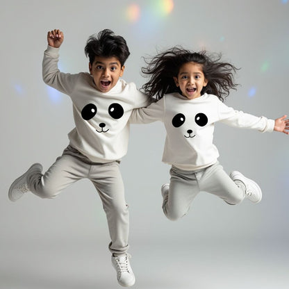White Panda Playful Sweatshirts for Kids - Travel Sweatshirts
