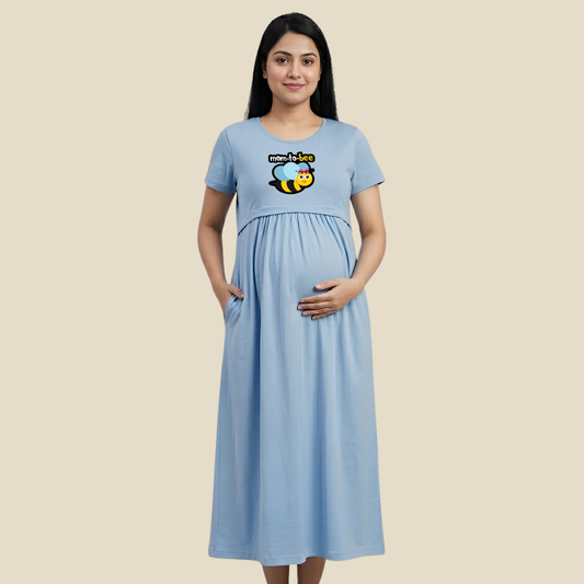 Maternity & Feeding Dress for Women | 100% Cotton Nursing Nighty | Pregnancy to Postpartum Wear | Adjustable Fit & Customisable Print