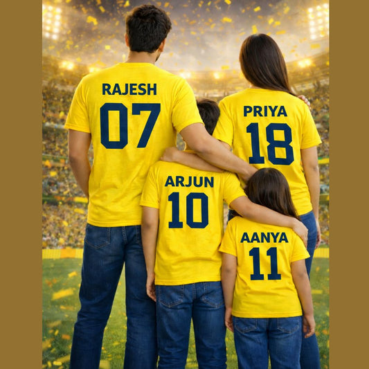 CSK Family Matching T-Shirts – Chennai Super Kings Family Combo IPL Fan T-Shirt Set