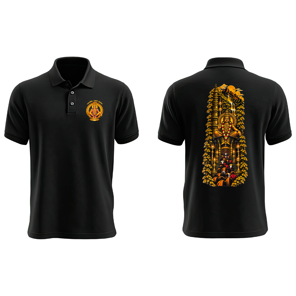 Sabarimala Yatra Black T-Shirt | Lord Ayyappa Swamy Devotional Tee